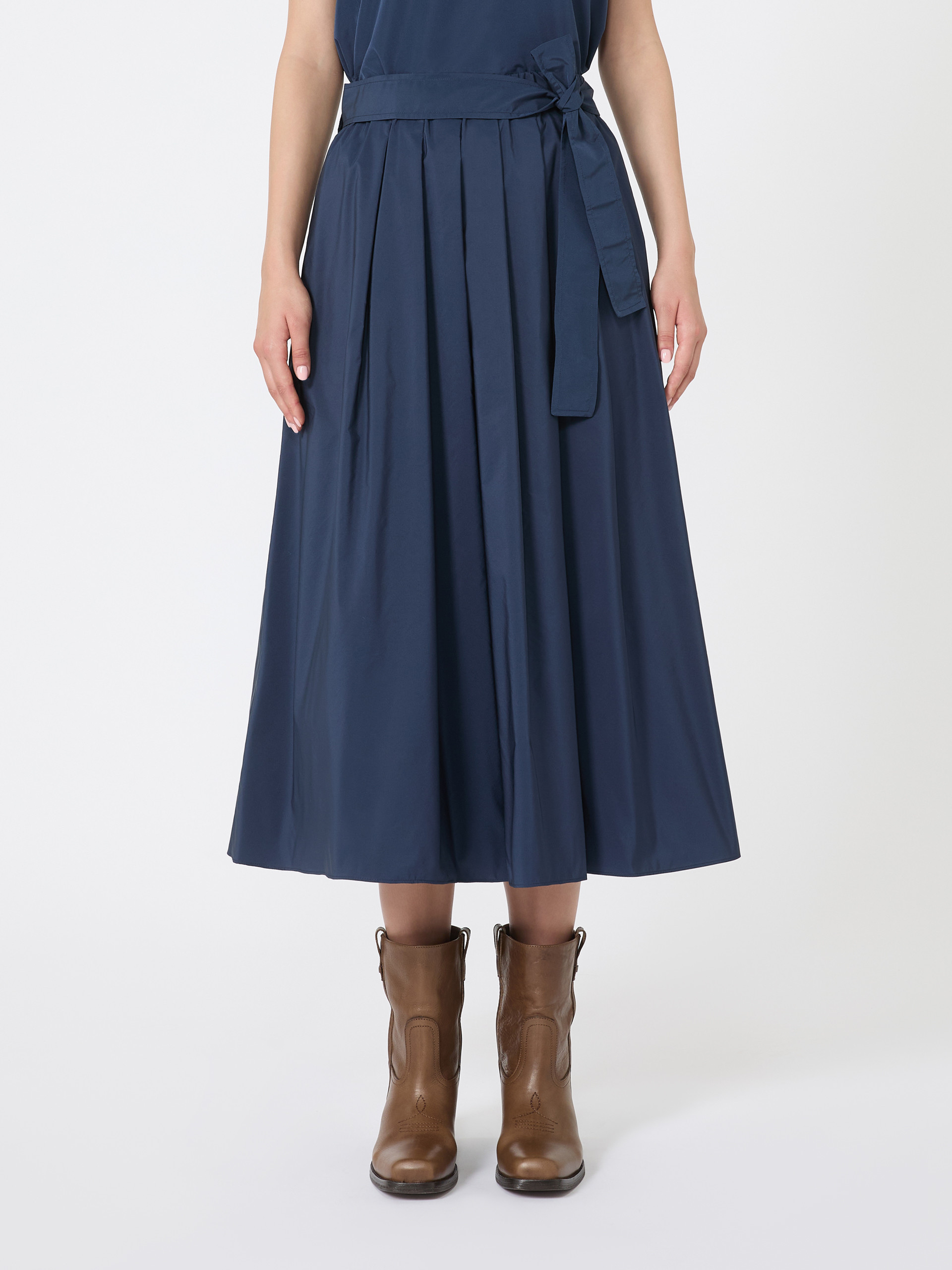 Weekend Max Mara Taffeta Tie-belt Midi Skirt In Blue