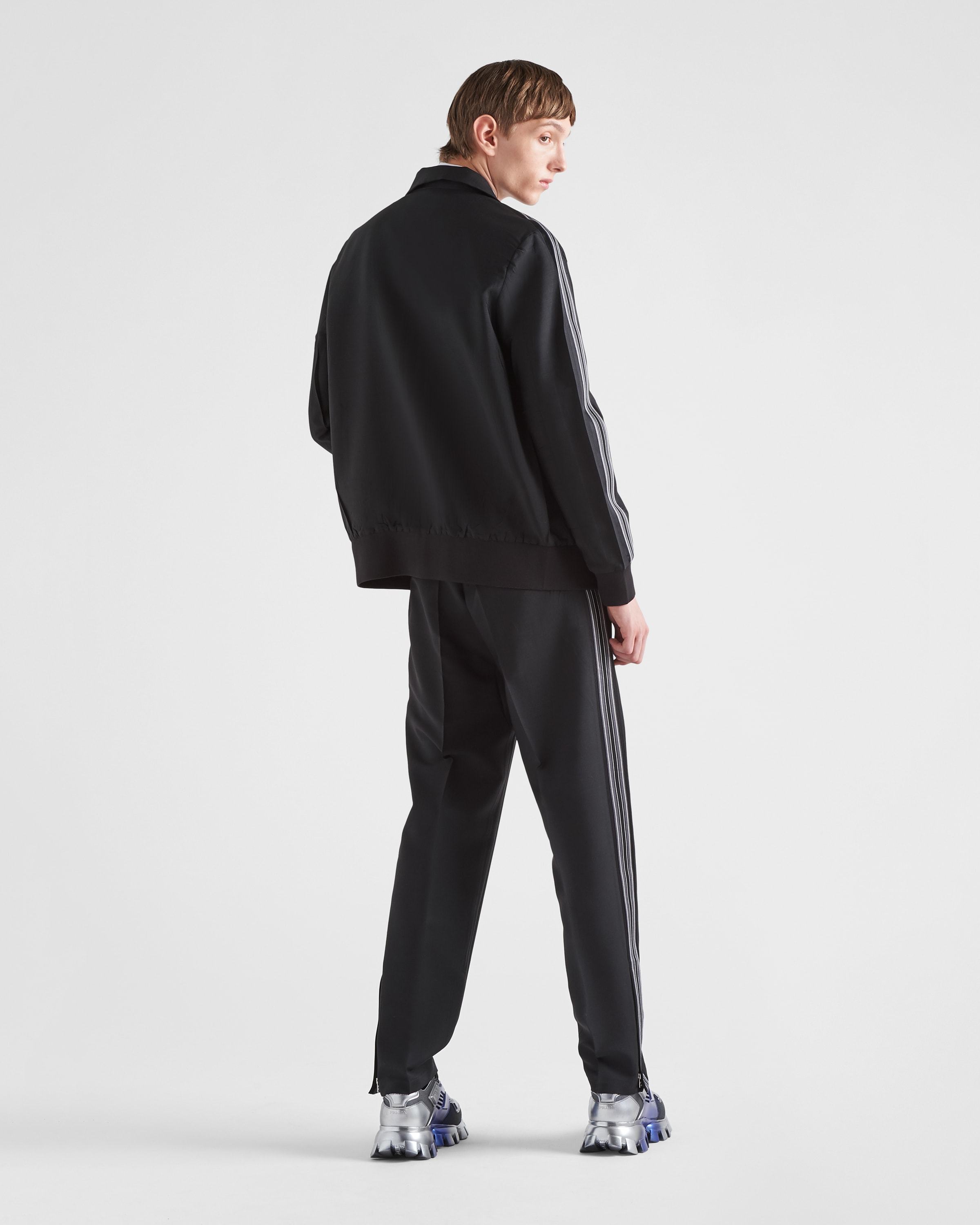 Prada Mens Black Slim-fit Straight-leg Woven Trousers In Black