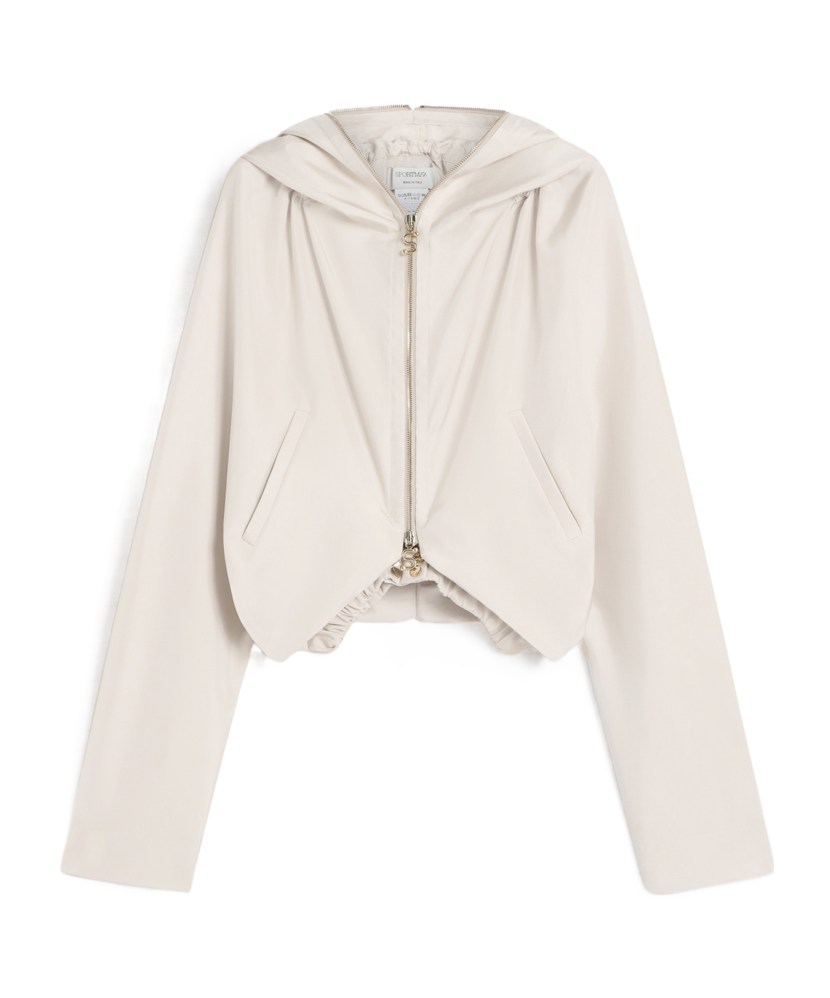 Sportmax Silk Kimono Jacket With Hood And Pockets In Neutral