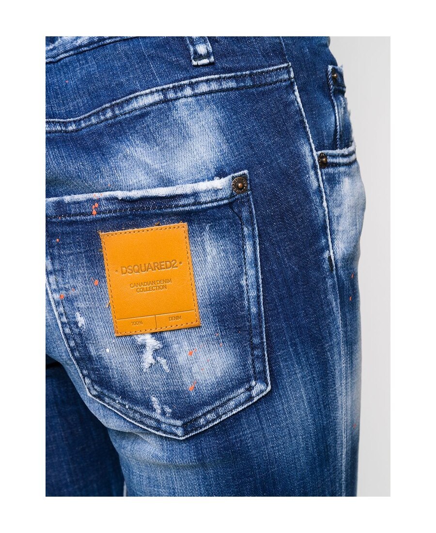 Dsquared2 Distressed Cropped Jeans In Blue