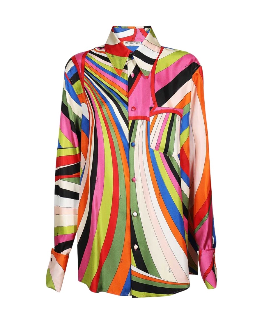 Pucci Geometric-print Silk Shirt In Multicolor
