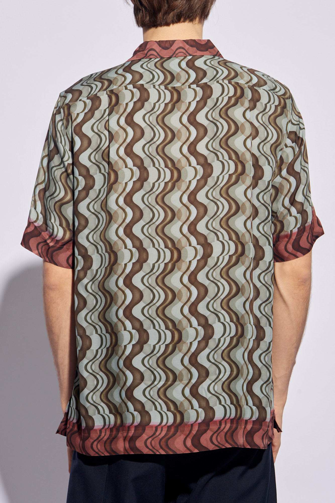 Dries Van Noten Geometric Patterned Carltone Chiffon Shirt In Gray