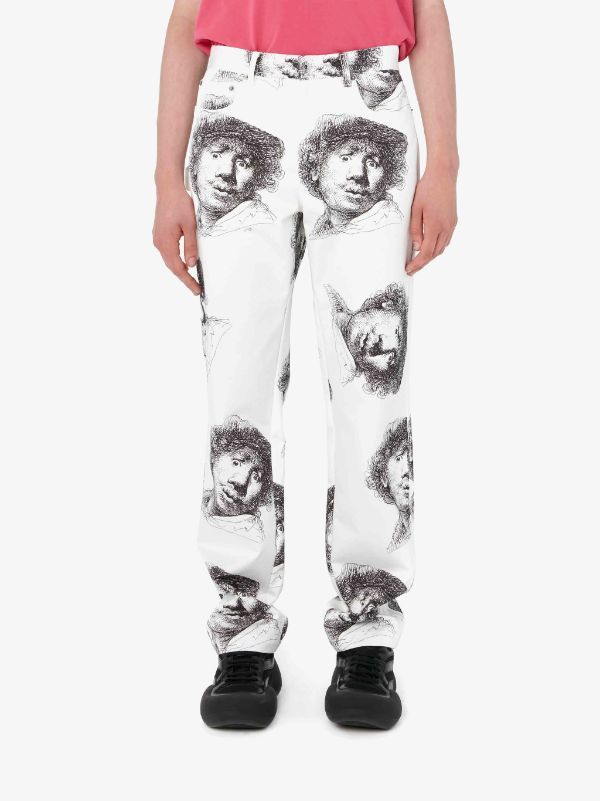Jw Anderson Rembrandt Graphic-print Trousers In White