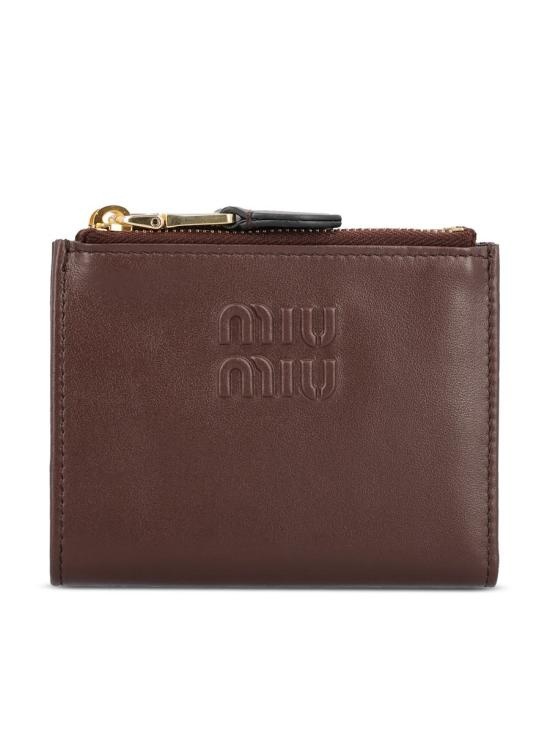 Miu Miu Logo Wallet In Brown