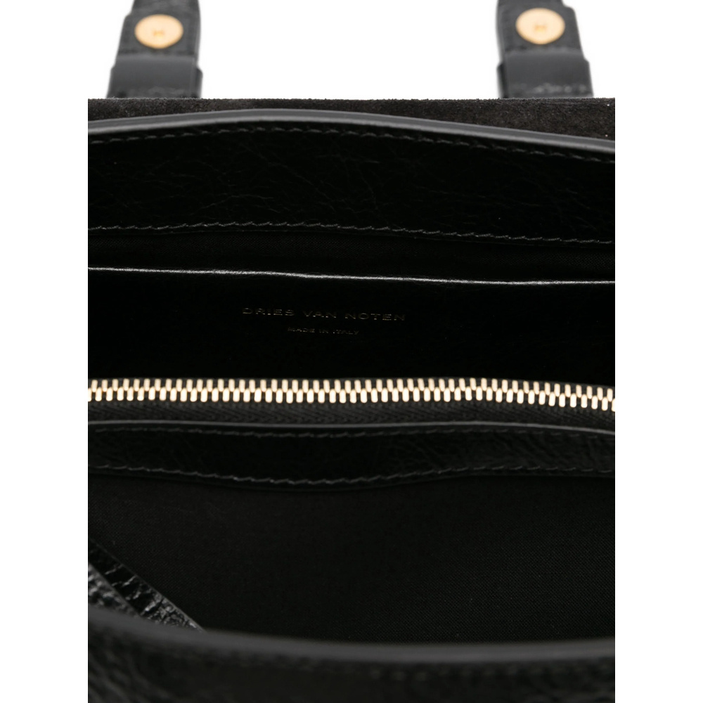 Dries Van Noten Buckle-fastening Leather Shoulder Bag In Black