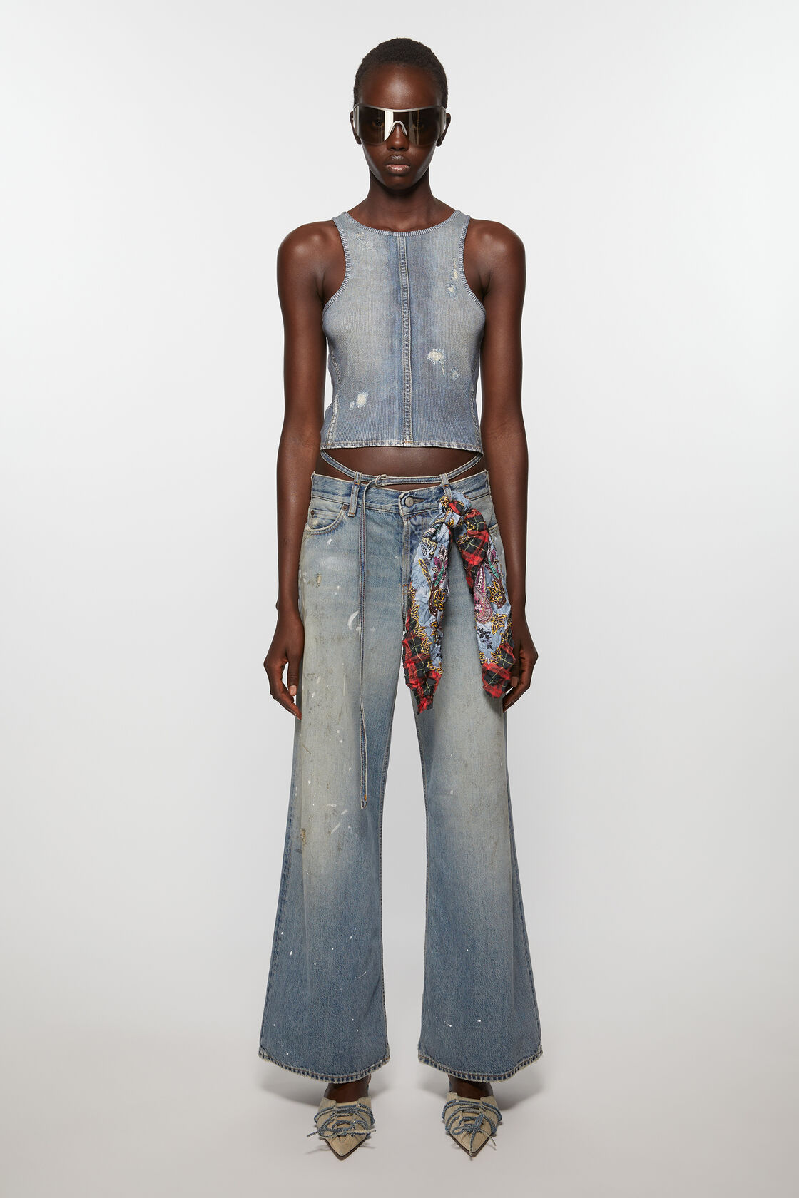 Acne Studios Floral-print Silk Scarf In Multicolor