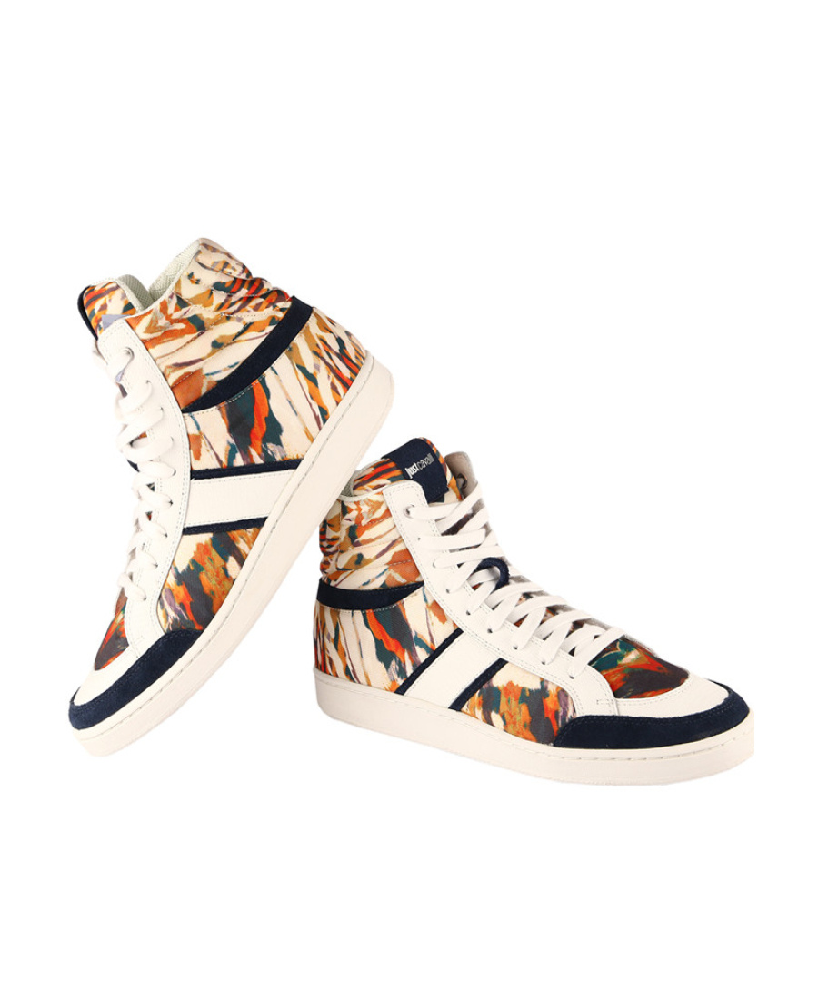 Just Cavalli High Lace-up Casual Sneakers In Nude