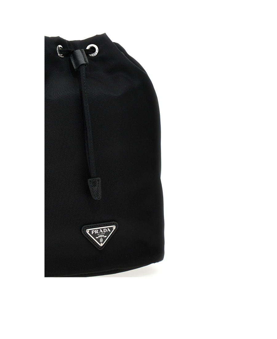 Prada Nylon Clutch With Detachable Strap And Reinforced Base In Black