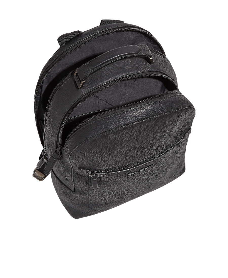 Shop Ferragamo Embroidered Logo Backpack In Black