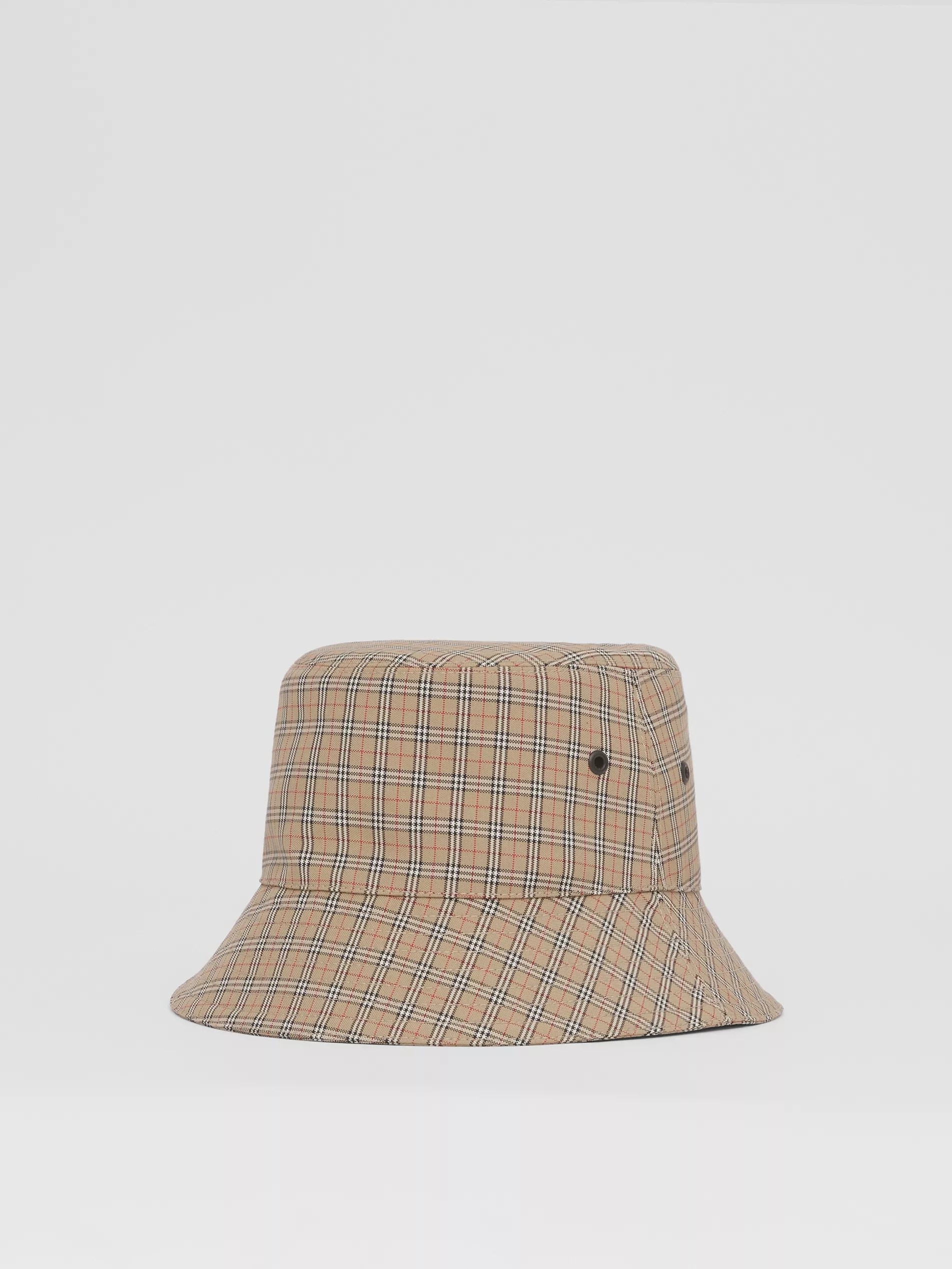 Burberry Technical Check Bucket Hat In Nude