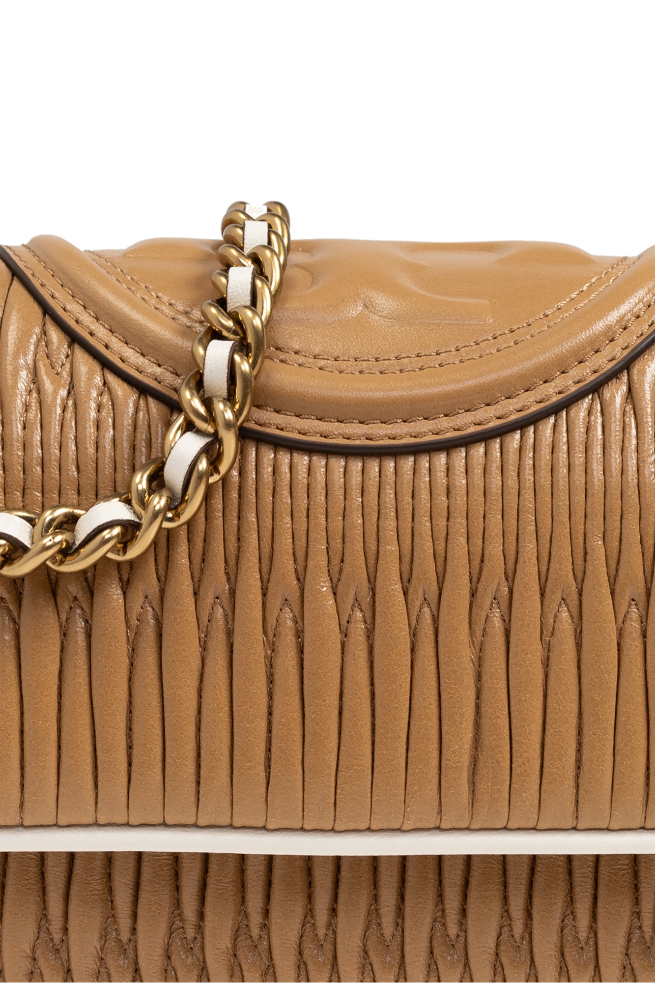 Shop Tory Burch Small Fleming Shoulder Bag In Brown