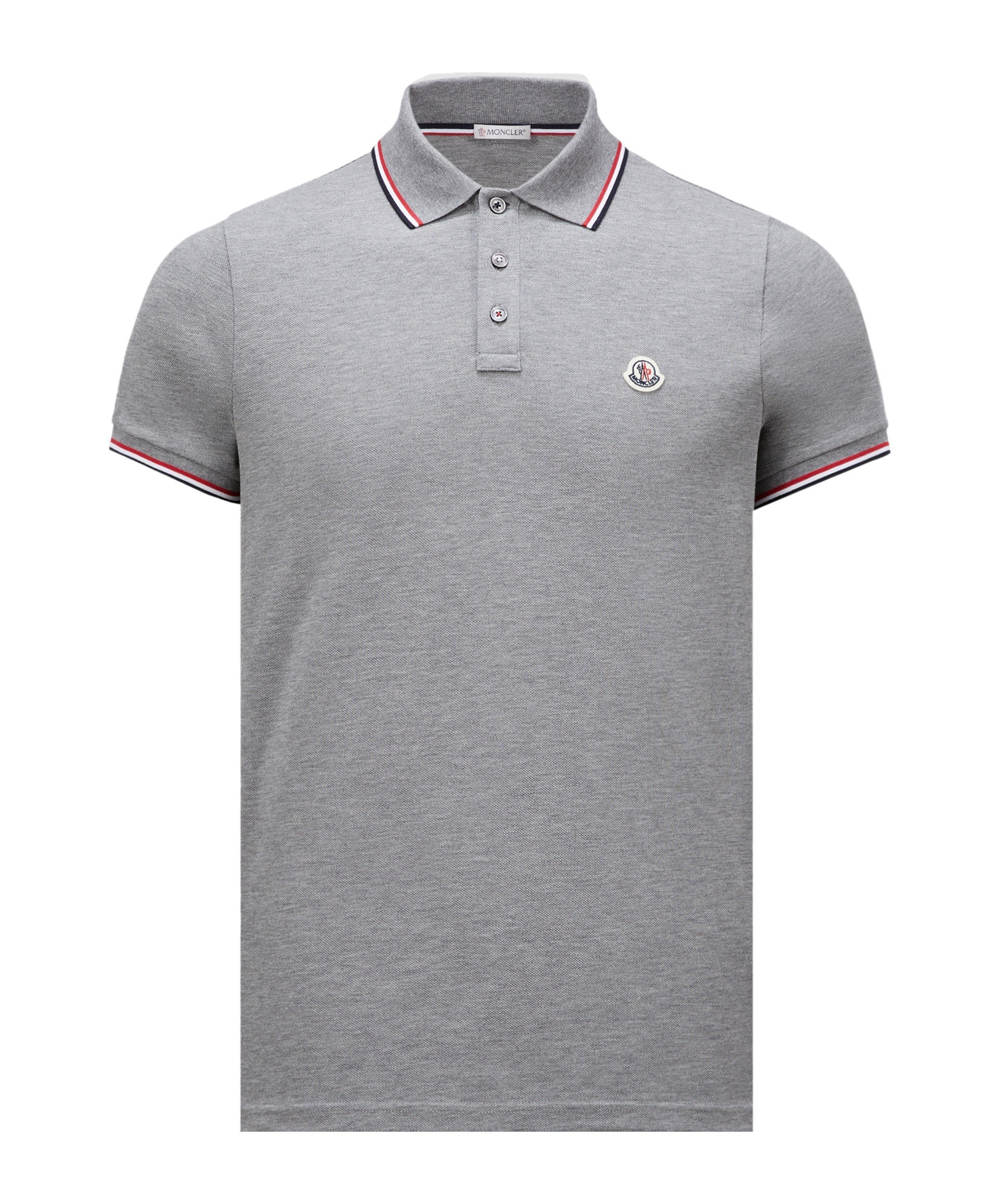 Moncler Tricolour-trim Piqu� Polo Shirt In Gray