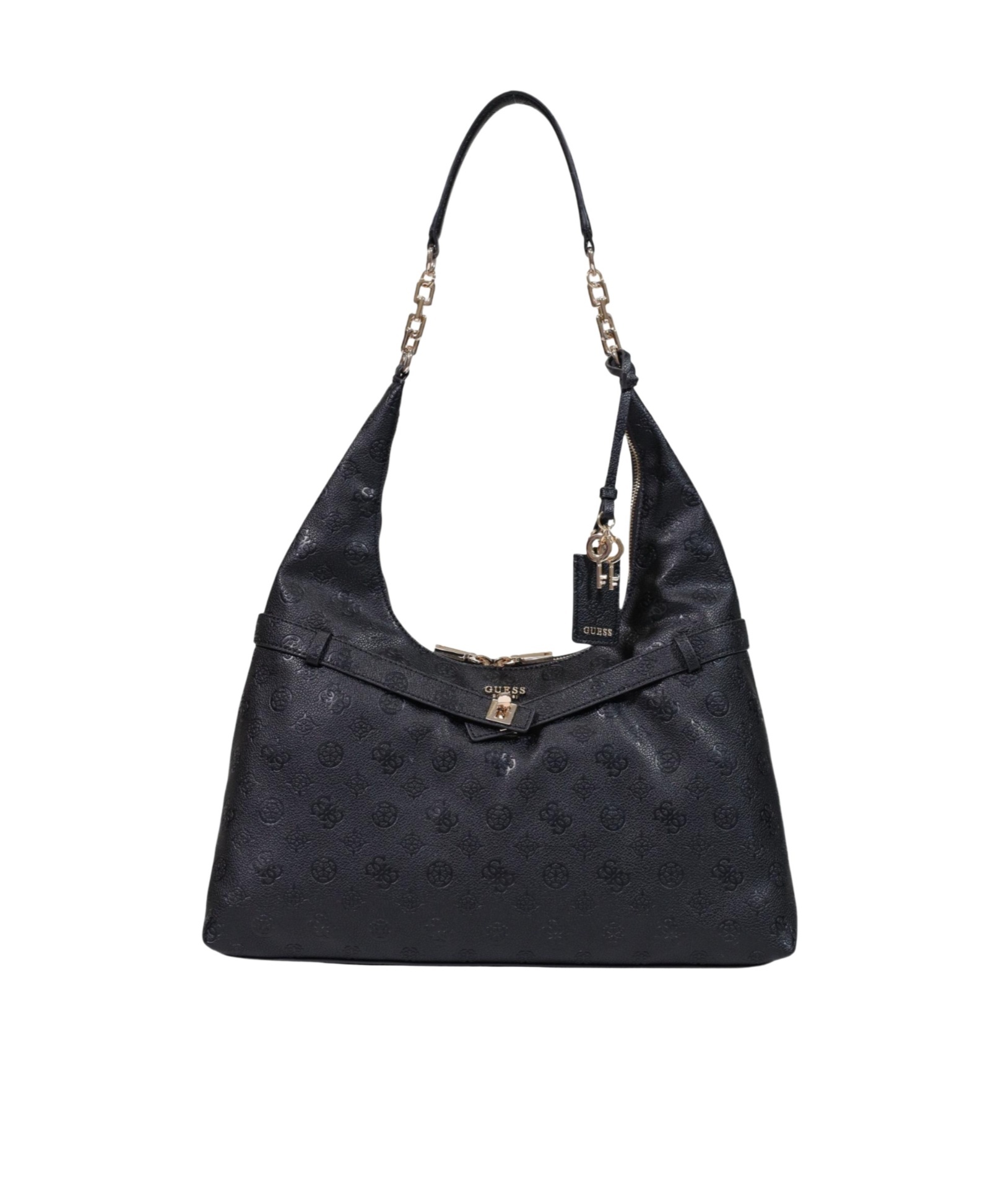 Guess Zippered Shoulder Bag In Black