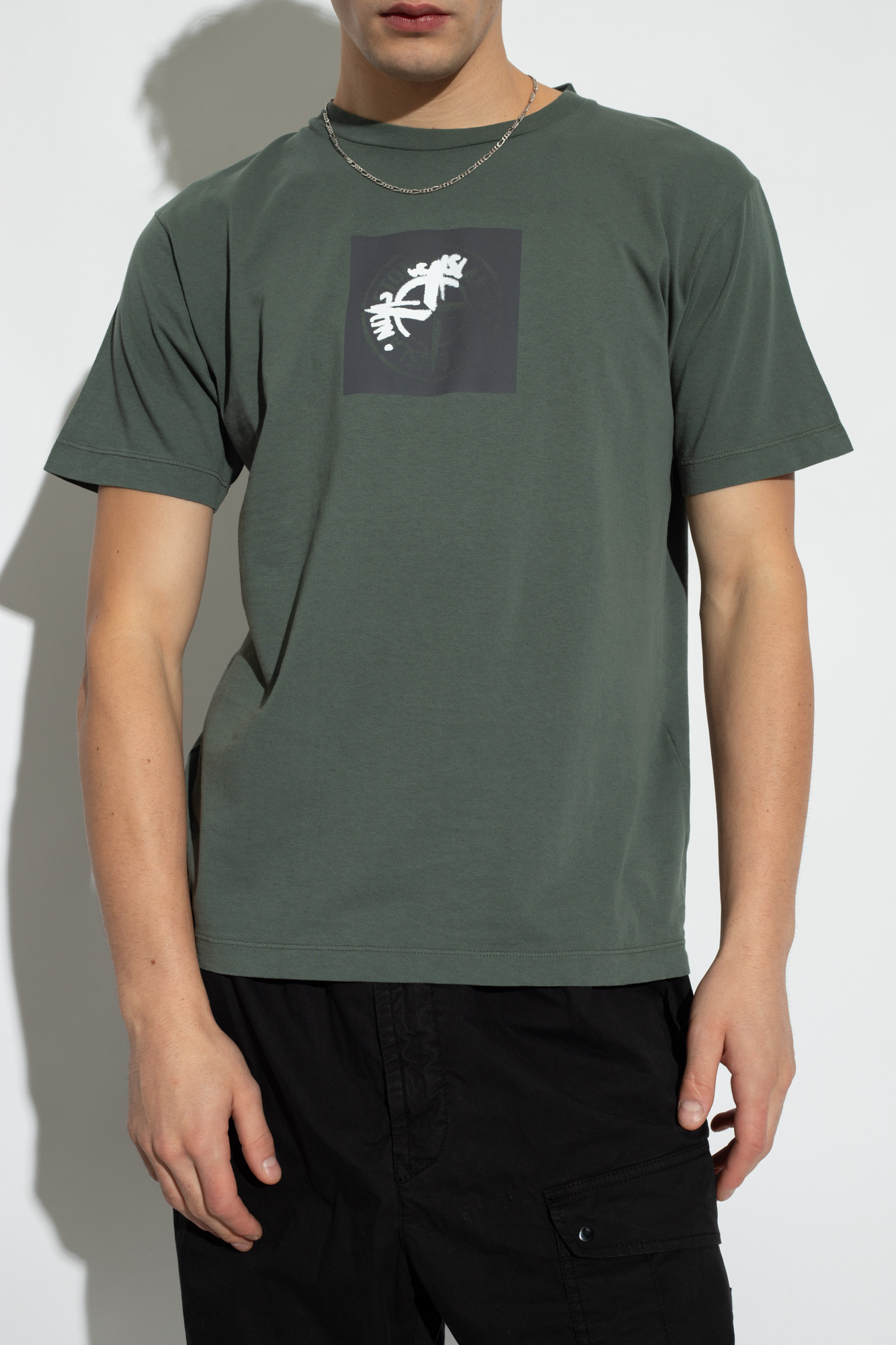 Stone Island Compass-print Cotton T-shirt In Green