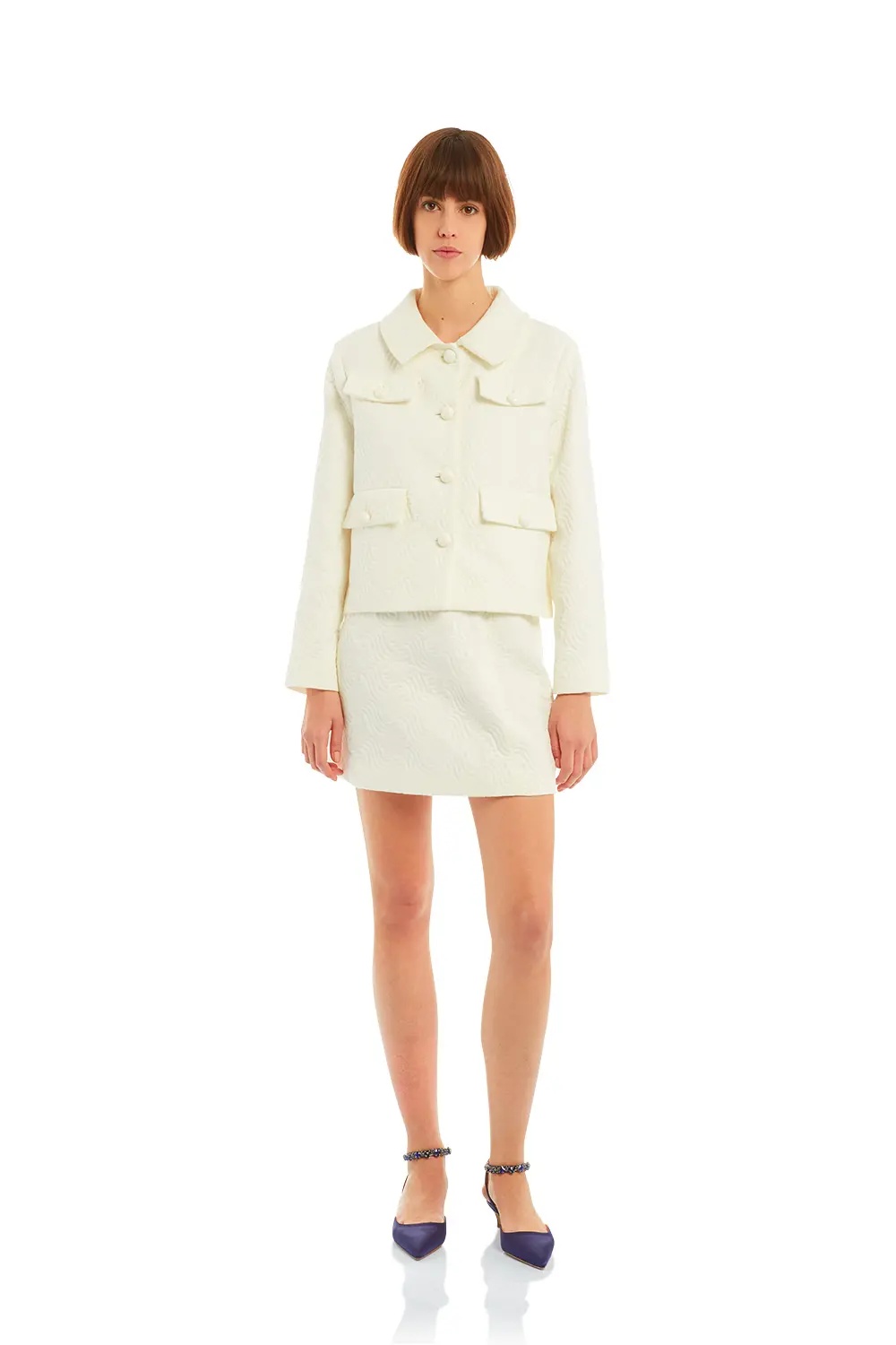 P.A.R.O.S.H EMBOSSED-TEXTURE CROPPED JACKET