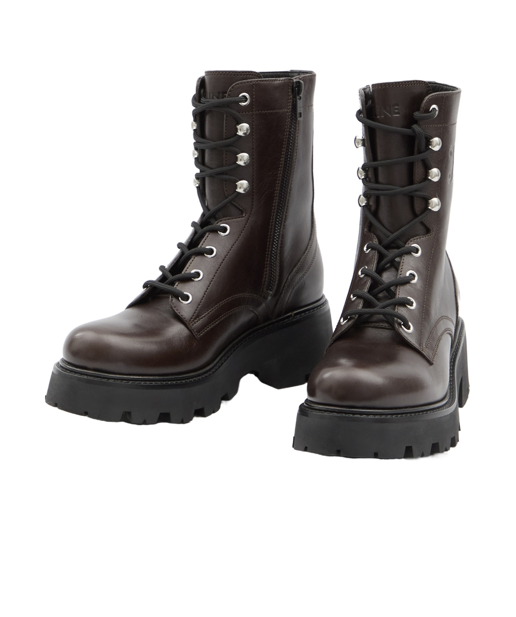Celine Lacing Short Boots In Brown
