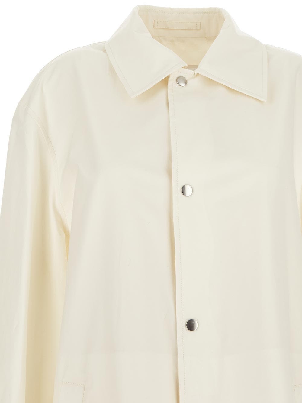 JIL SANDER LOGO-PRINT SINGLE-BREASTED COAT