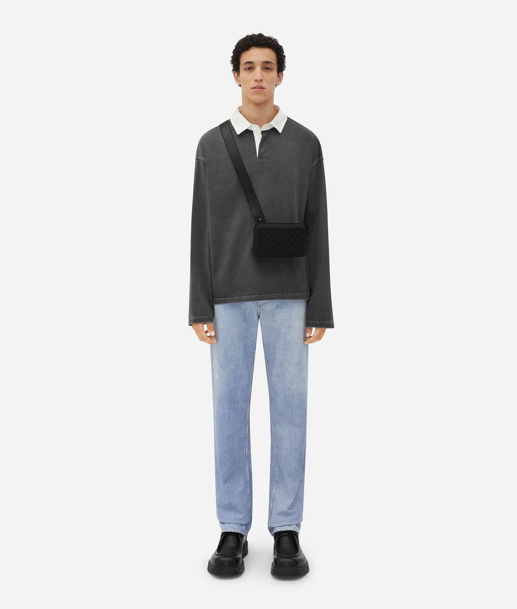 Bottega Veneta Woven Pattern Satchel In Black