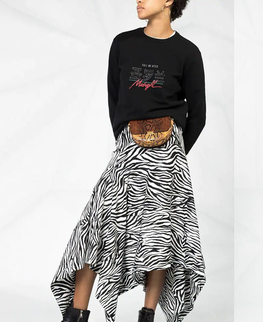 Saint Laurent Logo Printed Sweater In Black