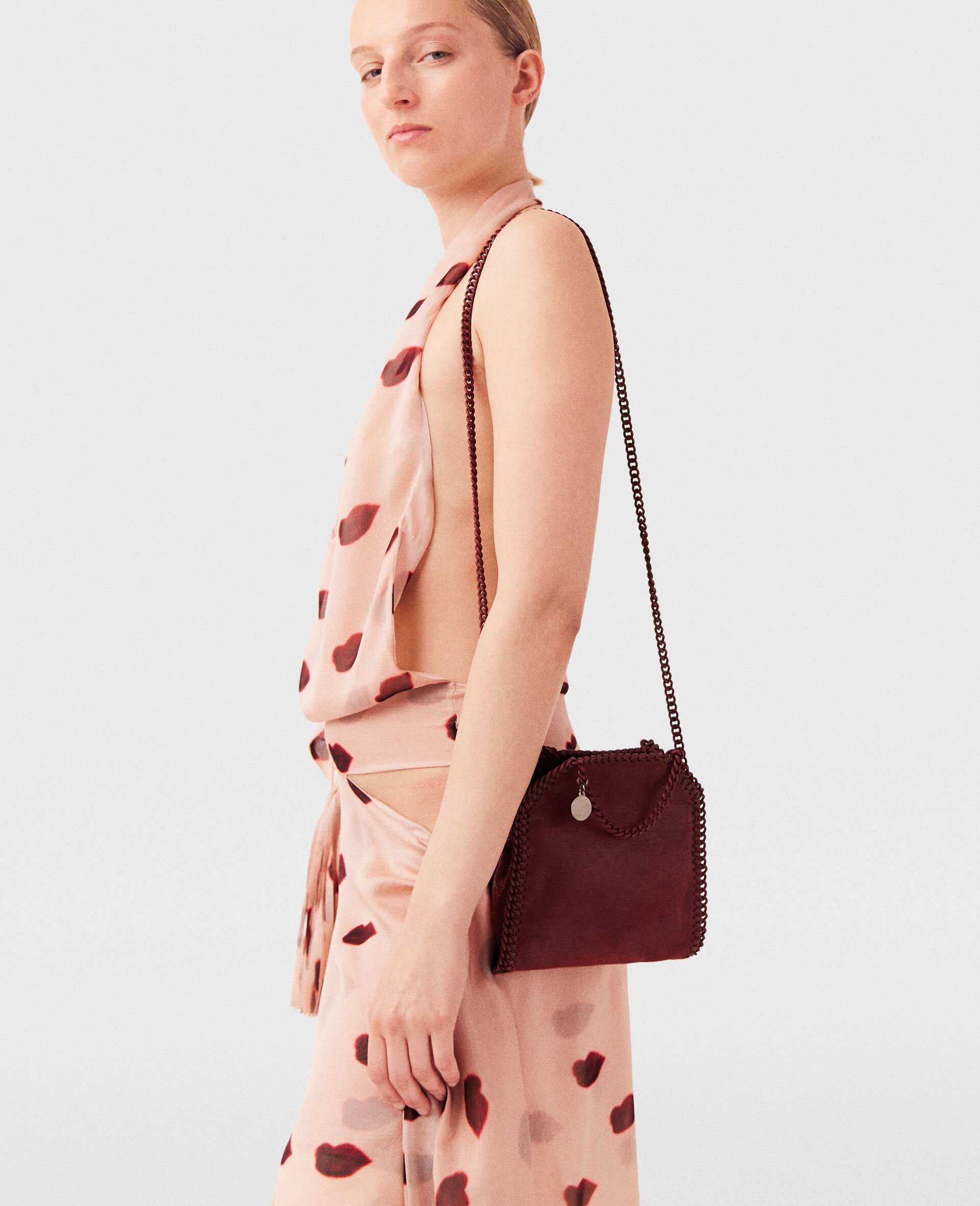 Stella Mccartney Falabella Mini Enamel Tote Bag In Red