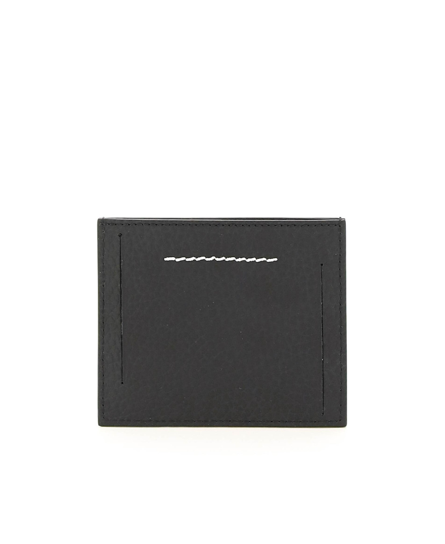 Mm6 Maison Margiela Contrast-stitch Leather Cardholder In Black