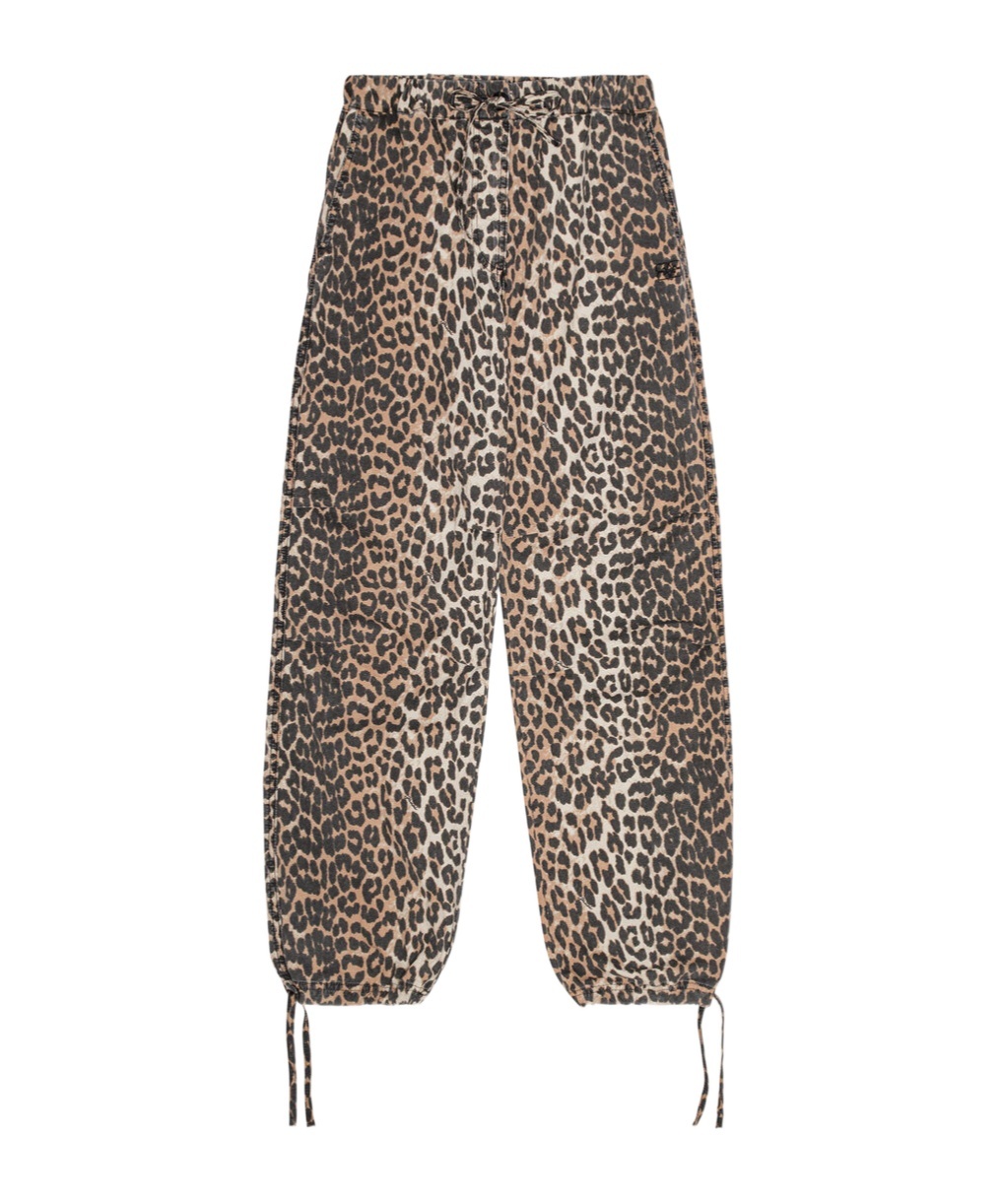 Ganni Washed Cotton Canvas Drawstring Pants In Almond Milk In Nude