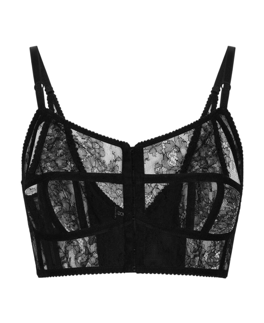 Dolce & Gabbana Lace Lingerie Bustier With Straps In Black