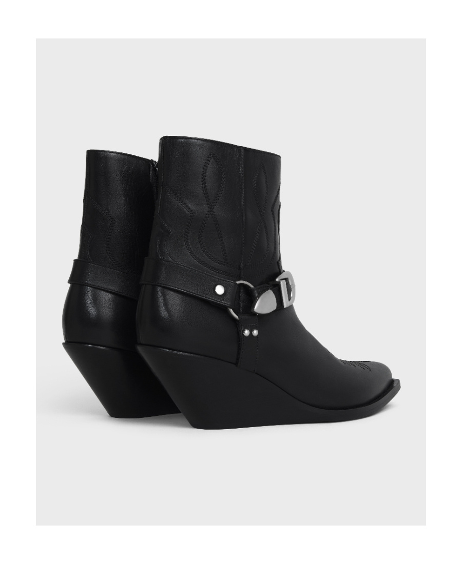 Celine Moon Cowhide Zipper Boots In Black