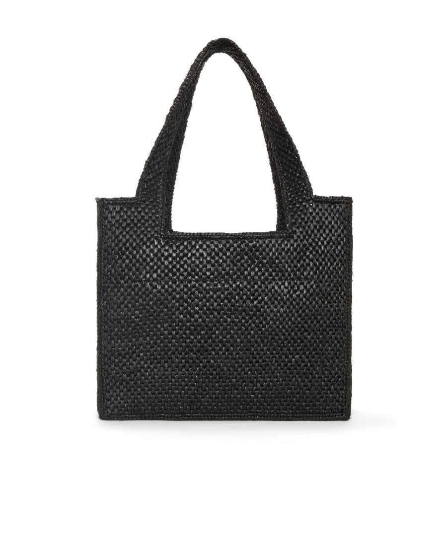 Loewe Logo Medium Tote Bag In Raffia In Black