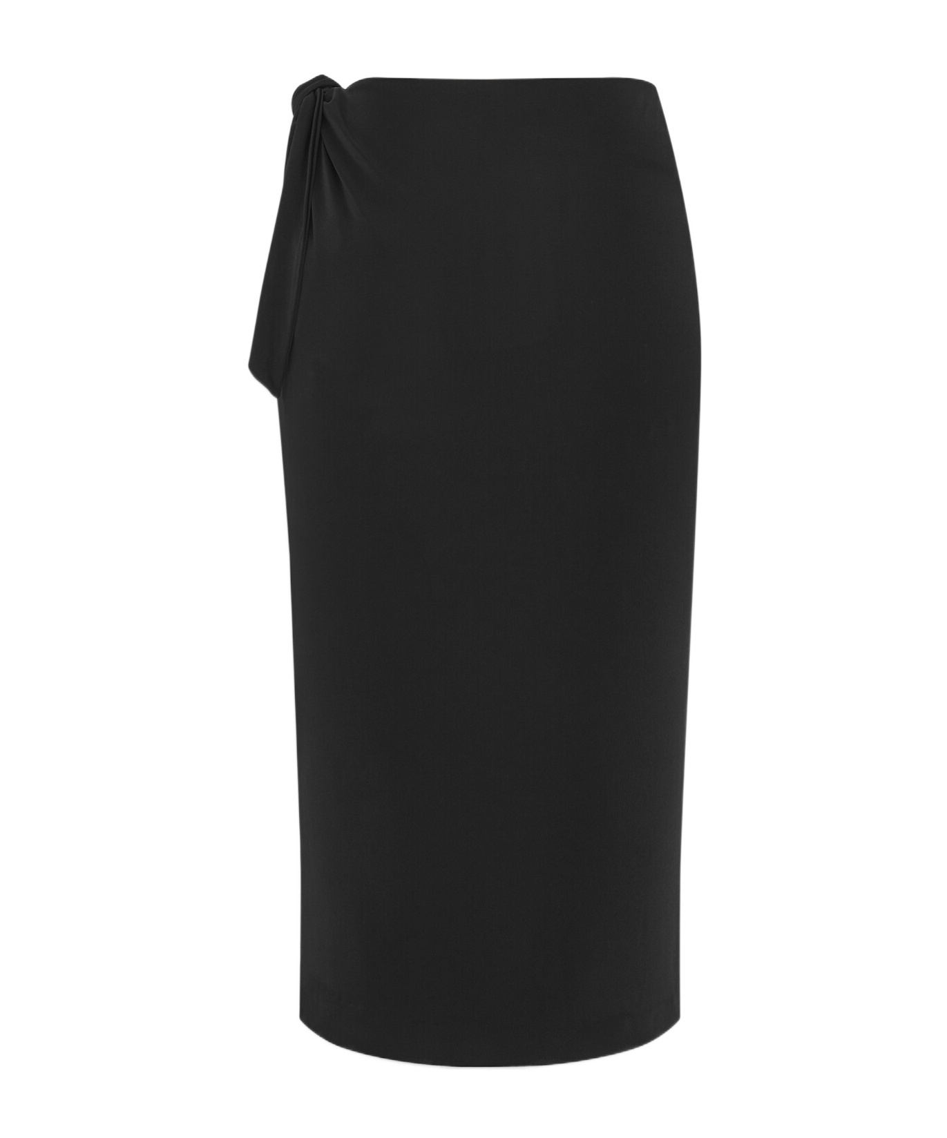 Saint Laurent Wrap Midi Pencil Skirt In Black