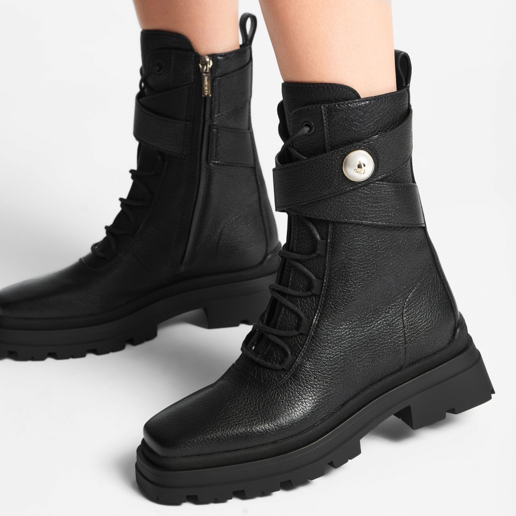 Jimmy Choo Womens Black Noemi 45 Logo-embellished Grained-leather Heeled Ankle Boots In Black