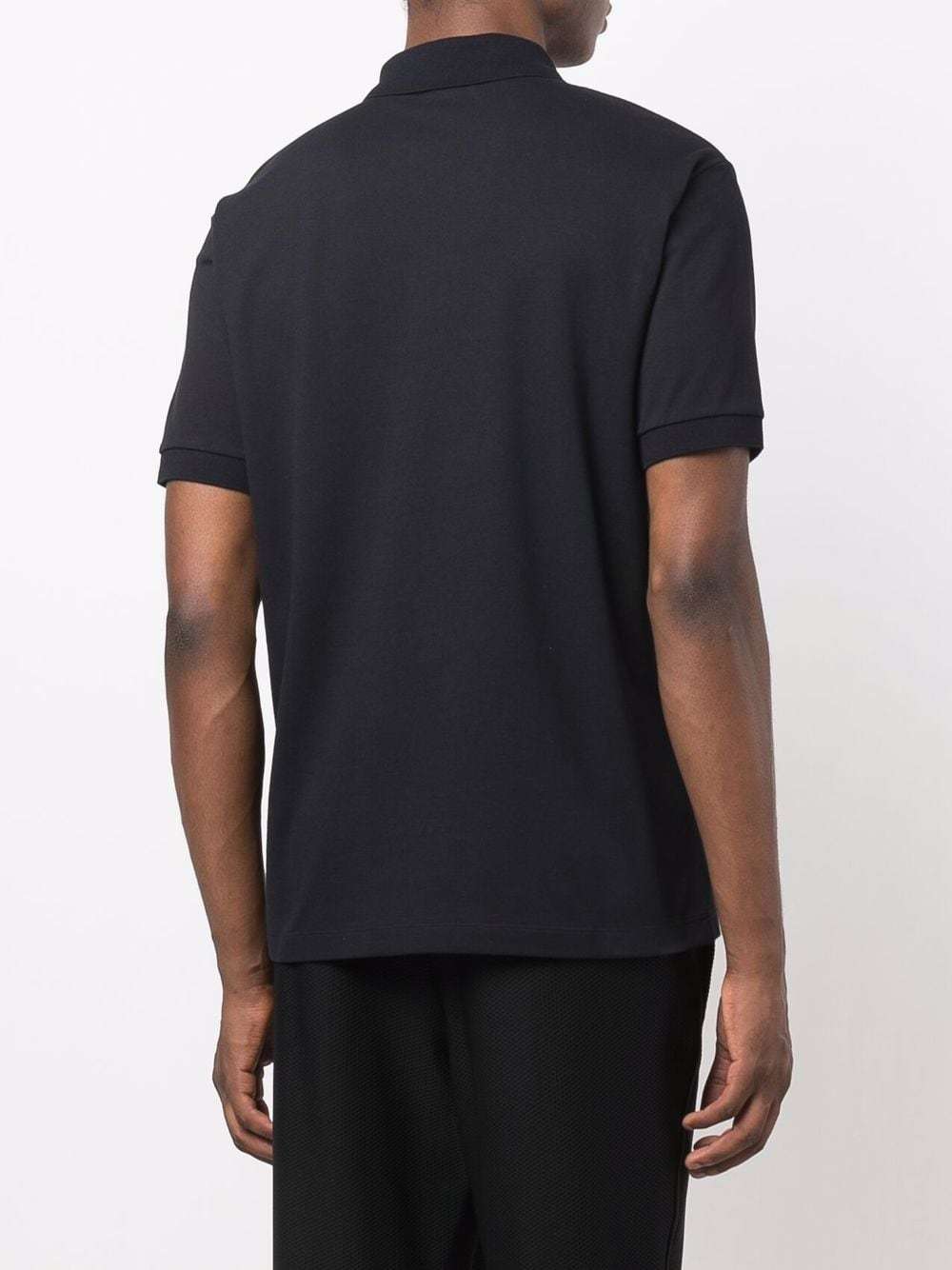 Giorgio Armani Navy Cotton Blend Polo With Embroidered Logo In Black