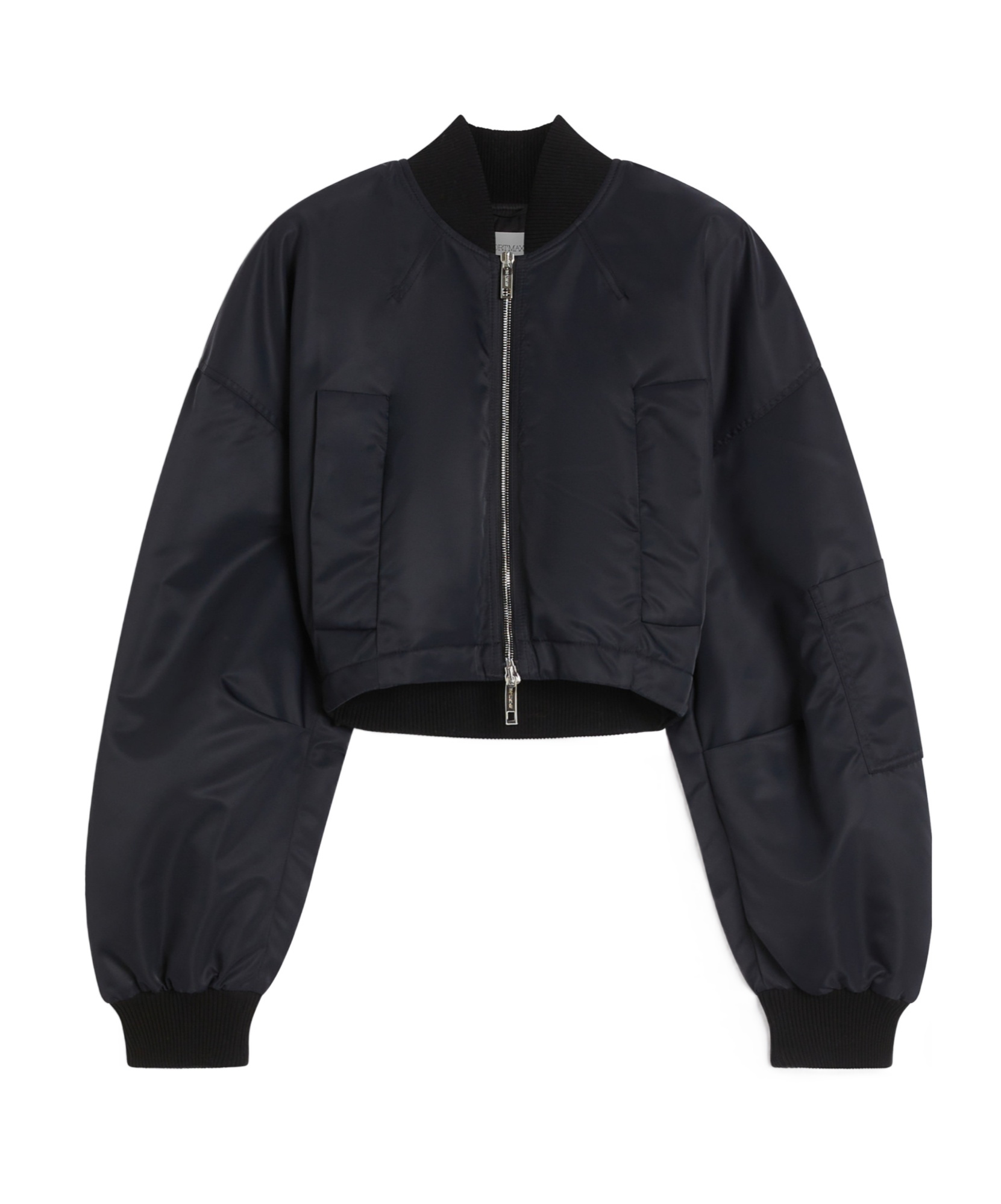 Sportmax Waterproof Twill Bomber Jacket In Black