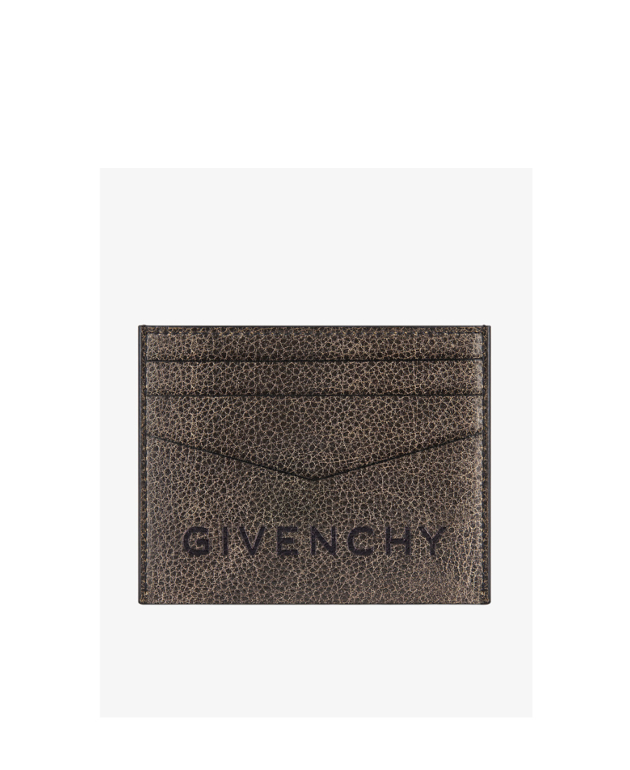 Givenchy Cracked-effect Leather Cardholder In Black