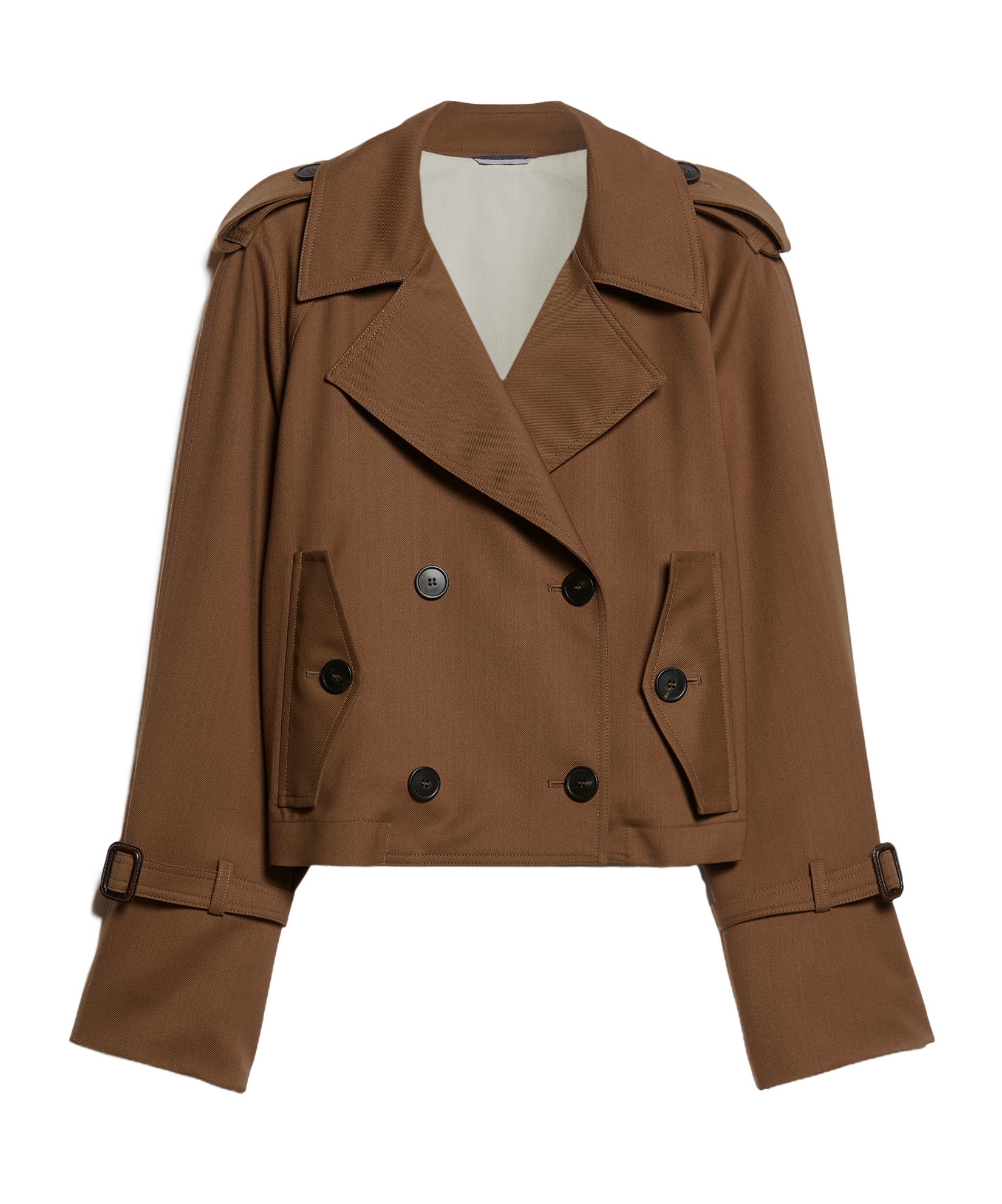 Weekend Max Mara Gabardine Short Wool Jacket In Brown