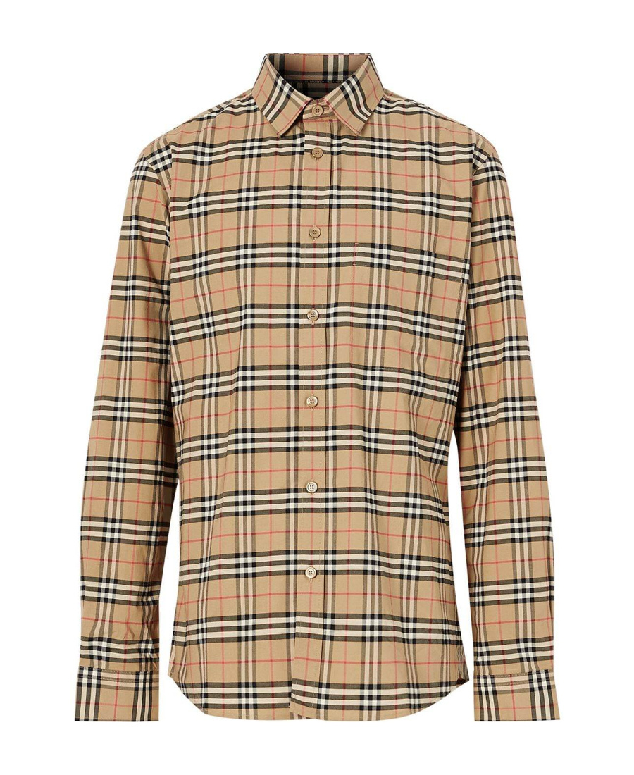 Burberry Small Scale Check Shirt In Gray