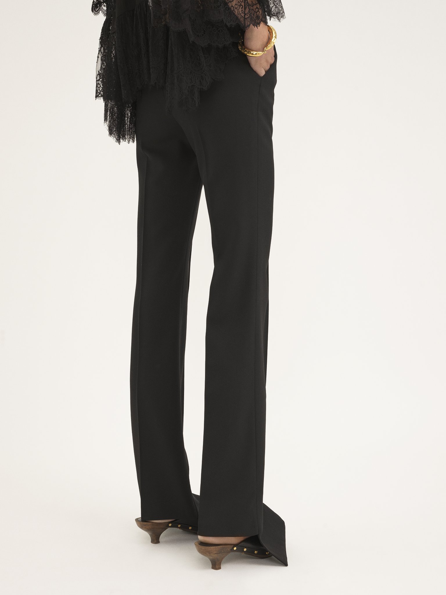 Chloé Flared Wool Trousers In Black
