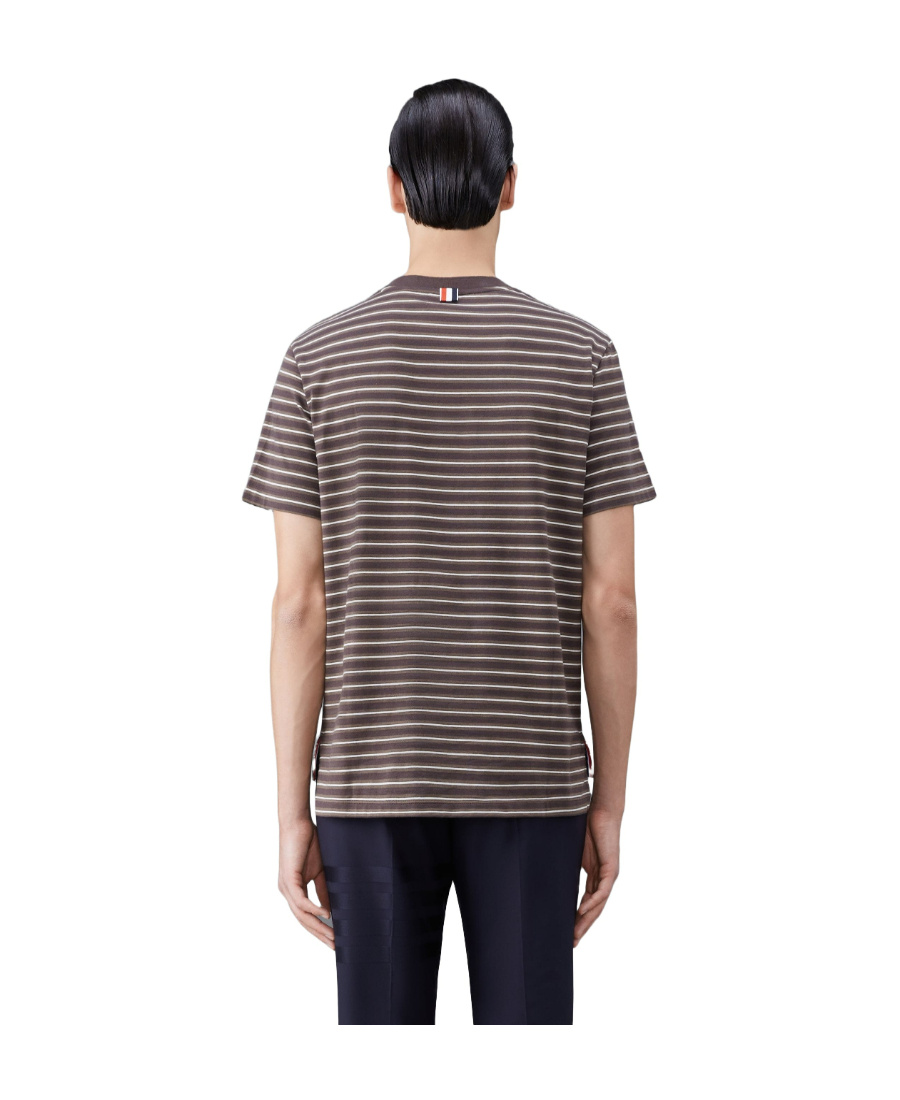Shop Thom Browne Stripe-print Cotton T-shirt In Multicolor