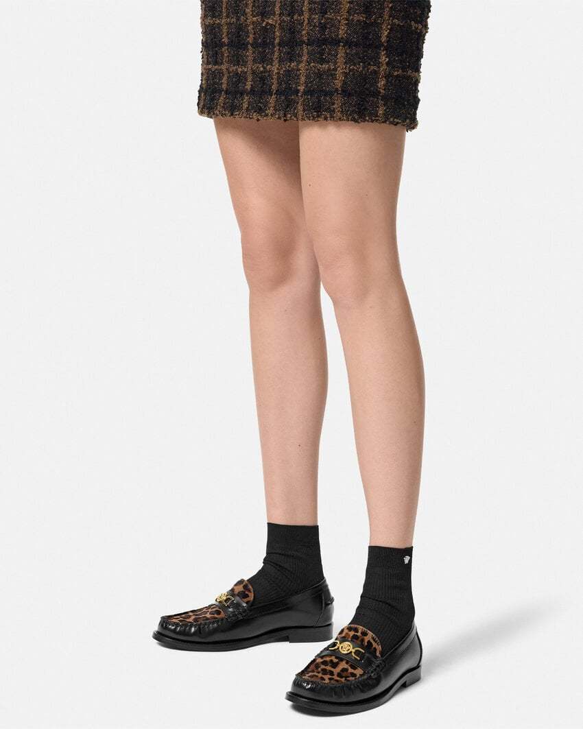 Versace Medusa '95 Leopard Loafers In Black