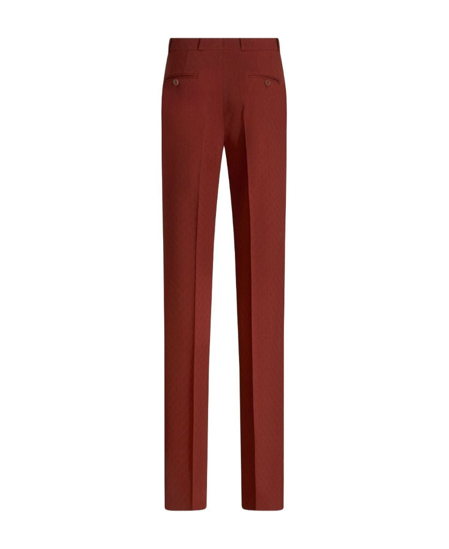 Shop Etro Wool Jacquard Trousers In Red