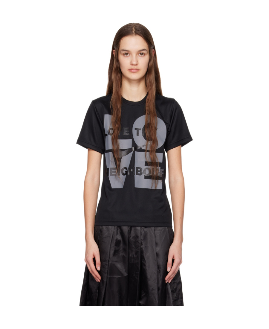 Shop Comme Des Garçons T-shirt With Round Neck And Short Sleeves In Black
