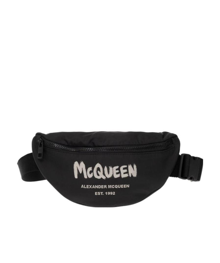 Alexander Mcqueen Logo Print Belt Bag In Black