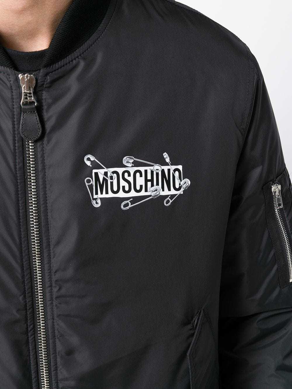 Moschino Paper Clip Bear Print Jacket In Black
