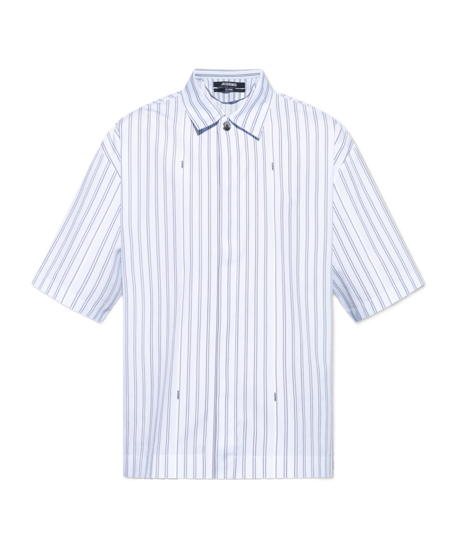 Jacquemus Drop Shoulder Striped Poplin Shirt In White