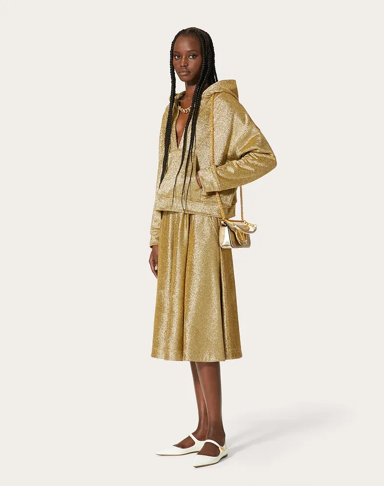 Valentino Vlogo Chain Metallic Hoodie In Animal Print