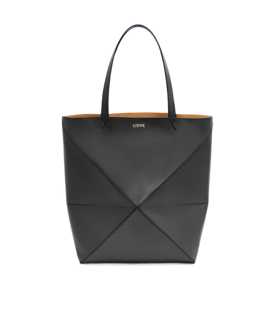 Loewe Puzzle Fold Xl Panelled Leather Tote Bag In Black