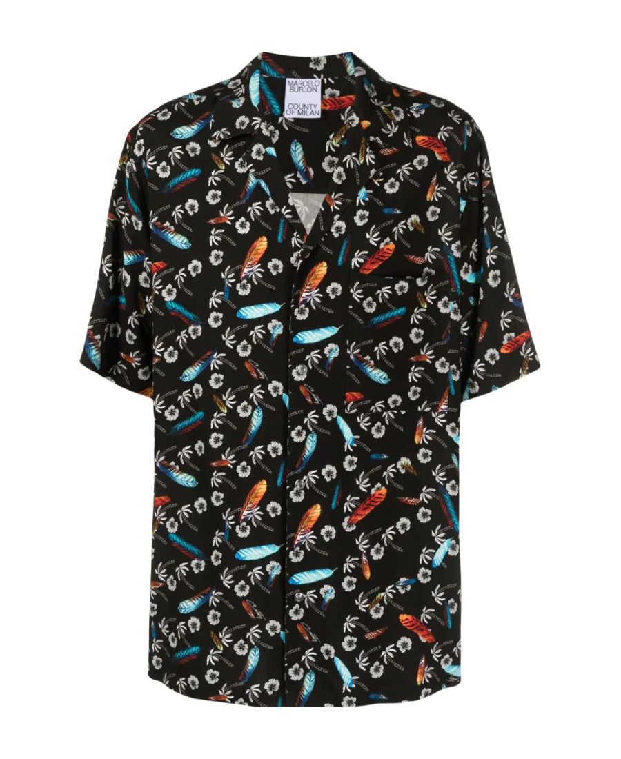 Marcelo Burlon County Of Milan Marcelo Burlon Hawaii Shirt In Black
