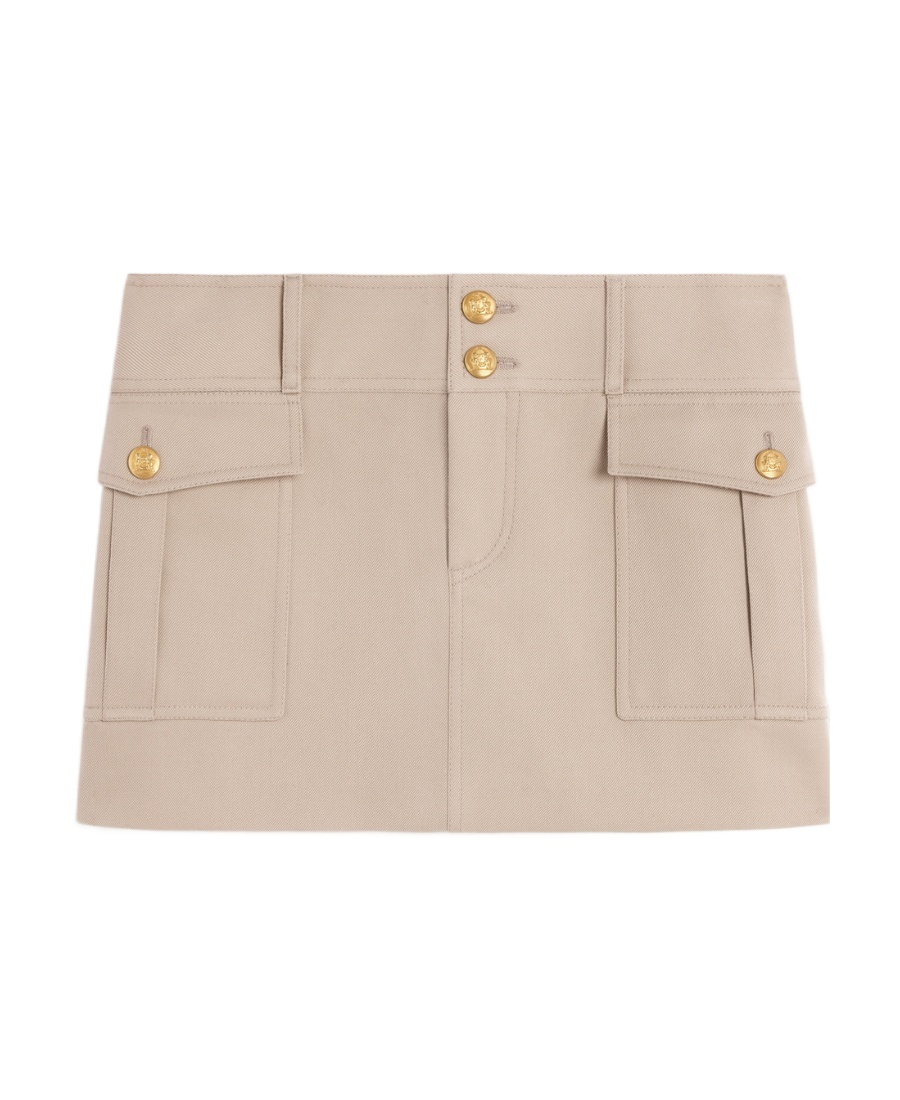 Celine Twill Trapezoid Skirt In Nude