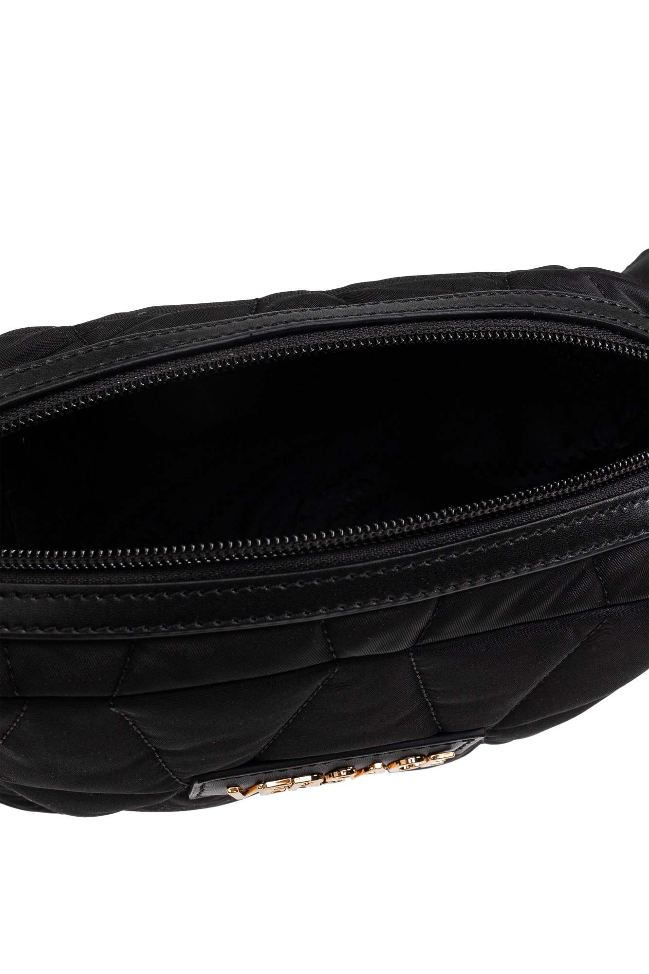 Versace Zippered Shoulder Bag In Black