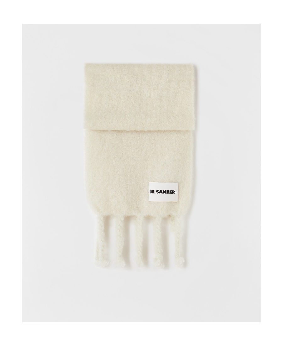 Jil Sander Logo-patch Chunky-knit Scarf In White